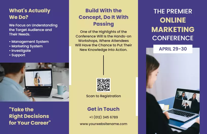 Modern Online Marketing Conference Engagement Brochure Template