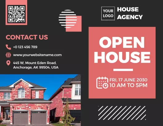 Modern Open House Real Estate Features and Information Brochure Template