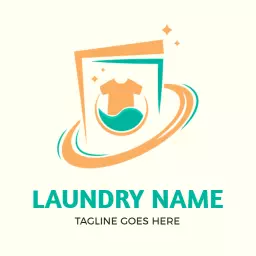 Modern Orange and Aqua Inspired Laundry Service Logo Template