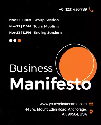 Modern Orange and Black Business Event Schedule Poster Template