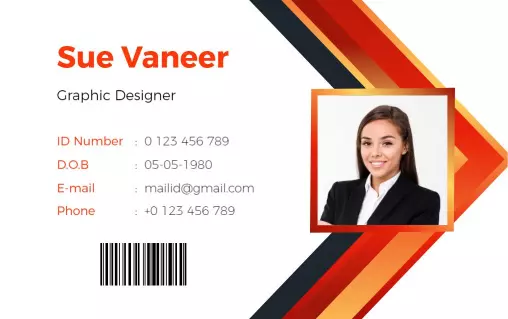 Modern Orange and Black Graphic Designer Identity Card Template