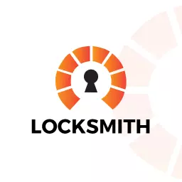 Modern Orange and Black Keyhole Design for Locksmith Logo Template