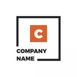 Modern Orange and Black Square Design for Business Logo Template