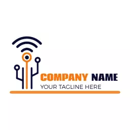Modern Orange and Blue Telecommunications Network Design Logo Template