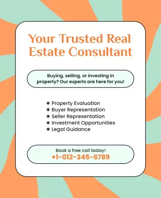 Modern Orange and Mint Real Estate Consultant Services Poster Template