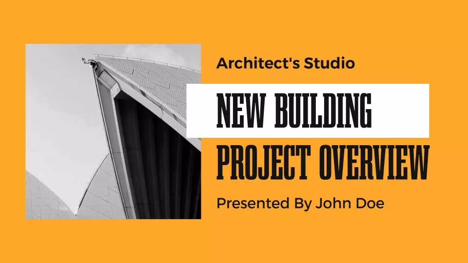 Modern Orange Architectural Building Project Overview Presentation Template