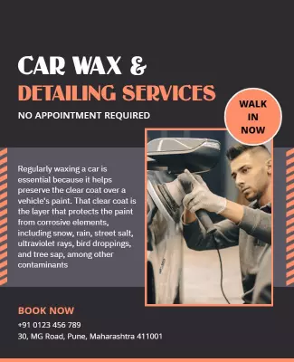 Modern Orange Car Wax and Detailing Services Poster Template