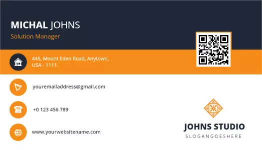 Modern Orange Corporate Solution Manager Business Card Template
