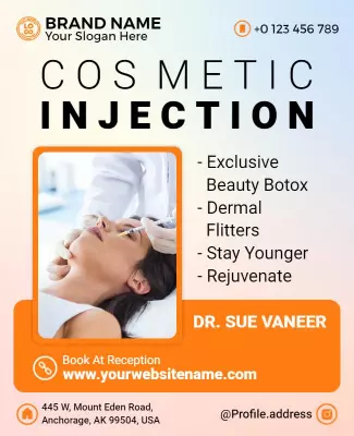 Modern Orange Cosmetic Injection Treatment Poster Template