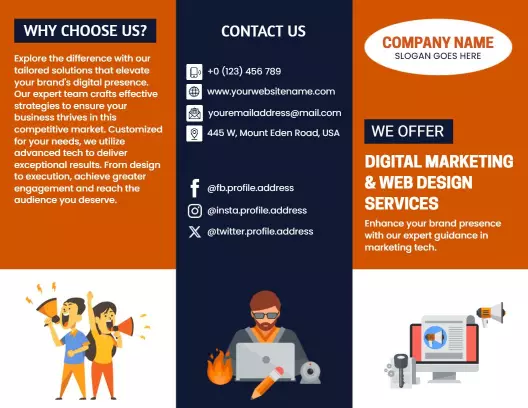 Modern Orange Digital Marketing and Web Design Services Brochure Template