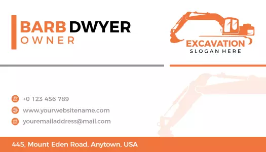 Modern Orange Excavation Services Visiting Card Template