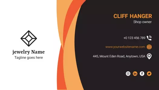 Modern Orange Geometric Jewelry Shop Owner Business Card Template