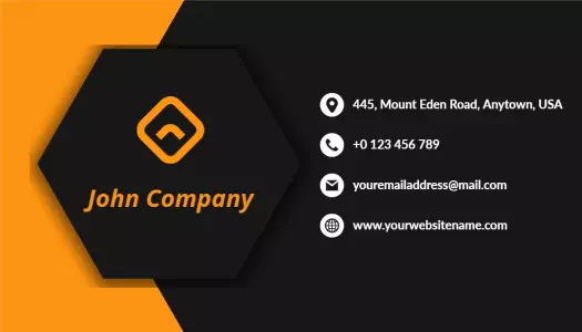Modern Orange Hexagon Corporate Business Card Template