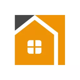 Modern Orange House Design Representing Real Estate Sector Logo Template