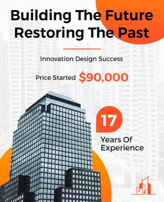 Modern Orange Innovation Design Construction Poster Template