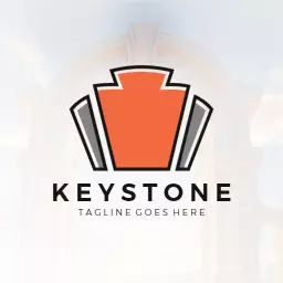 Modern Orange Keystone Design Representing Stability Logo Template