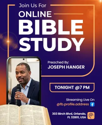 Modern Orange Online Bible Study Invitation Flyer Template