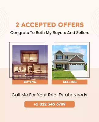 Modern Orange Real Estate Offers Announcement Poster Template
