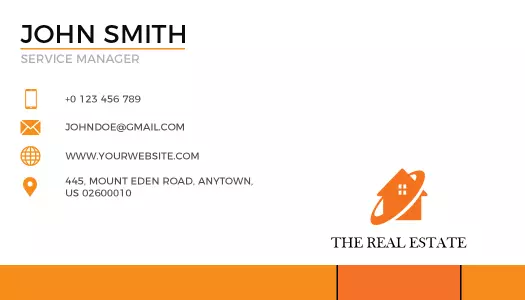 Modern Orange Real Estate Service Manager Business Card Template