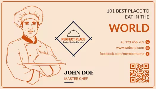 Modern Orange Restaurant Chef Profile Business Card Template