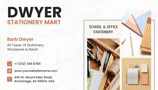 Modern Orange School Supplies Education Business Card Template