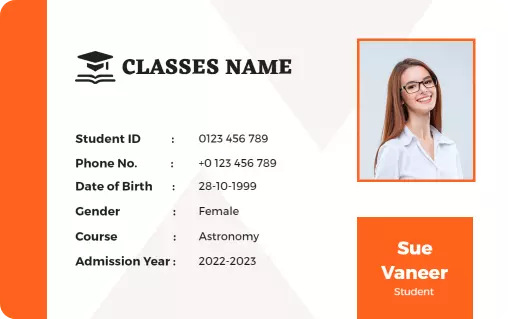 Modern Orange Student Identity Card Template