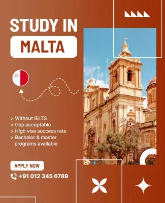 Modern Orange Study Abroad in Malta Information Poster Template