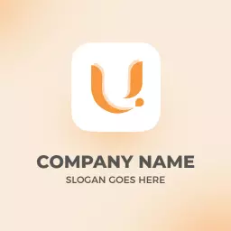 Modern Orange U Letter Design with Soft Background Logo Template