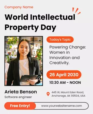 Modern Orange World Intellectual Property Day Event Poster Template