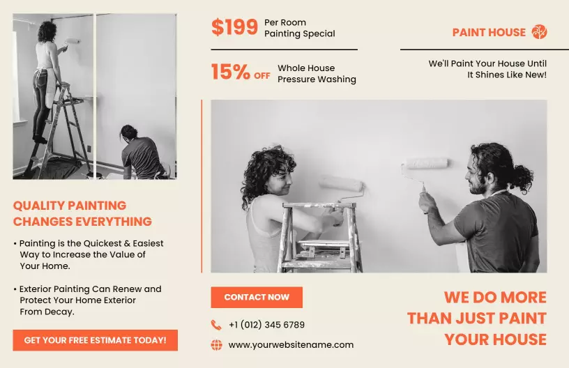 Modern Painting Service Special Offer and Home Renovation Brochure Template