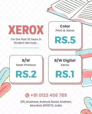 Modern Pastel Student Services Xerox Pricing Poster Template