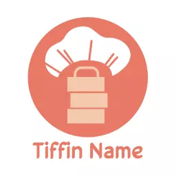 Modern Peach and White Tiffin Design Featuring Culinary Art Logo Template