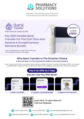 Modern Pharmacy Secure Payment Bank Transfer Flyer Template