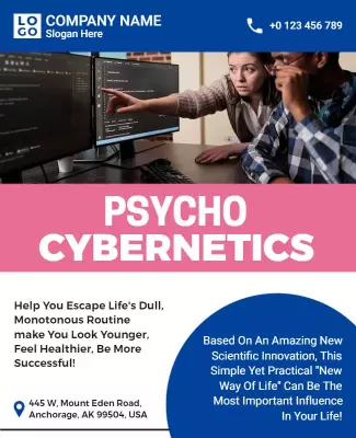 Modern Pink and Blue Psycho Cybernetics Self-Help Poster Template