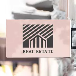 Modern Pink and Gray Geometric Real Estate Mockup Logo Template