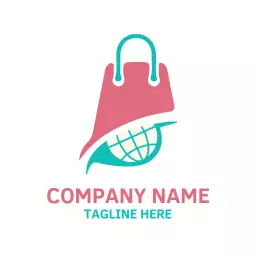 Modern Pink and Teal Shopping Bag Logo for Wholesale Business Template