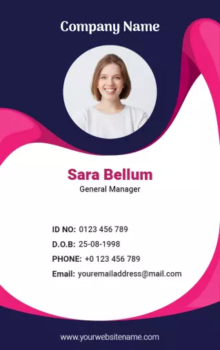 Modern Pink Circular Photo Identity Card Template
