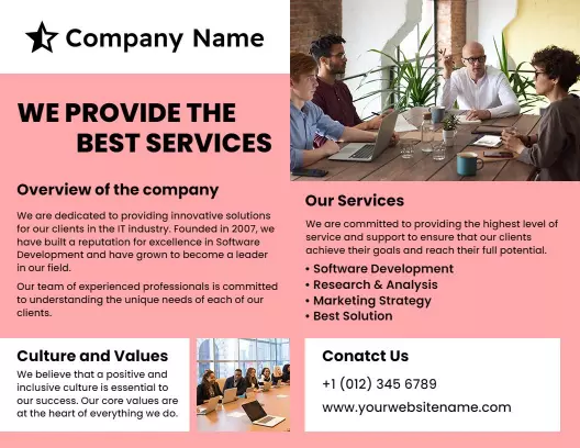Modern Pink Company Overview and Services Brochure Template