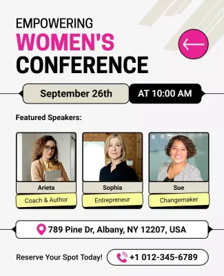 Modern Pink Empowering Women's Conference Poster Template