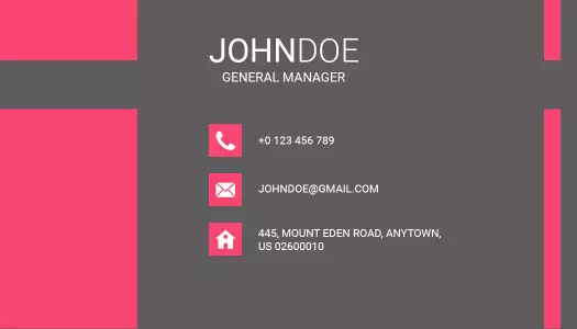 Modern Pink Gray General Manager Personal Business Card Template