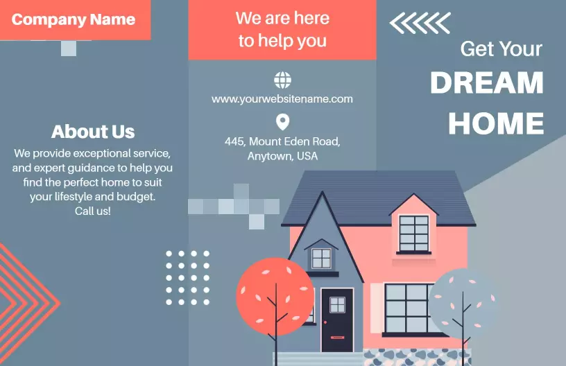 Modern Pink House Real Estate Dream Home Brochure Template