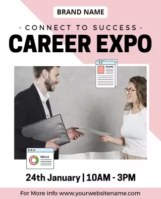 Modern Pink Professional Career Expo Networking Poster Template