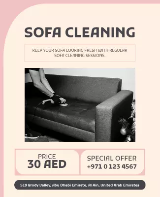 Modern Pink Sofa Cleaning Service Promotion Poster Template