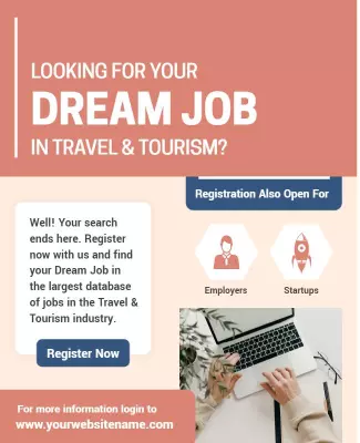 Modern Pink Travel and Tourism Job Search Poster Template