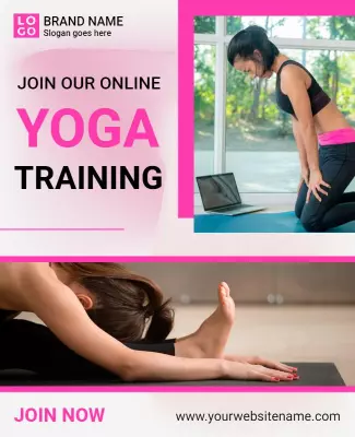 Modern Pink Yoga Training Online Class Poster Template