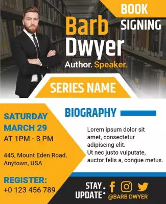 Modern Professional Book Signing Event Poster Template
