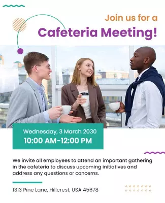 Modern Professional Cafeteria Meeting Invitation Poster Template