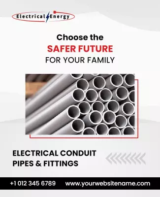 Modern Professional Electrical Conduit Pipes and Fittings Poster Template