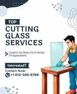 Modern Professional Glass Cutting Services Poster Template