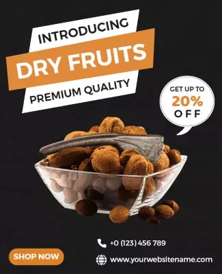 Modern Promotional Black Dry Fruits Sale Poster Template